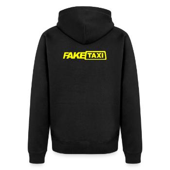 Fake Taxi Driver - Unisex Premium Bio Zip Hoodie - Schwarz - Hinten - Nico (187cm)