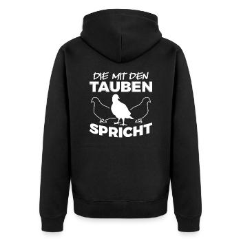 Die Mit Den Tauben Spricht Brieftaube Taube - Unisex Premium Bio Zip Hoodie - Schwarz - Hinten - Nico (187cm)