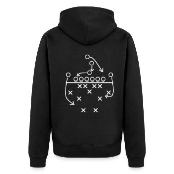 American Football Tactics - Unisex Premium Organic Zip Hoodie - black - Back - Nico (187cm)