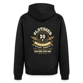 30. Geburtstag Oldtimer - Unisex Premium Bio Zip Hoodie - Schwarz - Hinten - Nico (187cm)