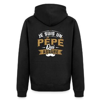 Je suis un pépé qui assure / Humour cadeau pépé - Veste à capuche bio Premium Unisexe - noir - Dos - Nico (187cm)