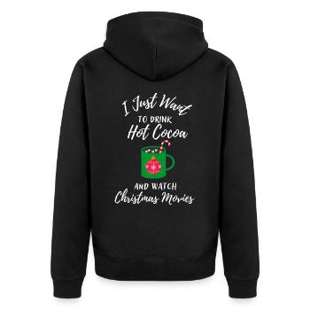 Ich will nur heißen Kakao & Weihnachtsfilm schauen - Unisex Premium Bio Zip Hoodie - Schwarz - Hinten - Nico (187cm)