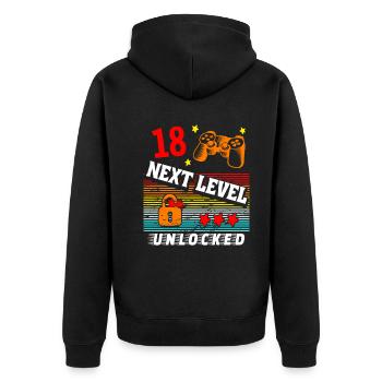 18th Birthday Level Unlocked - Unisex Premium Organic Zip Hoodie - black - Back - Nico (187cm)