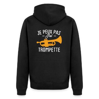 Je peux pas j'ai trompette - Veste à capuche bio Premium Unisexe - noir - Dos - Nico (187cm)