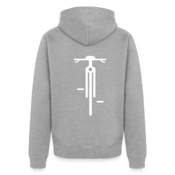 Fahrrad Umriss von vorne - Unisex Premium Bio Zip Hoodie - Grau meliert - Hinten - Nico (187cm)