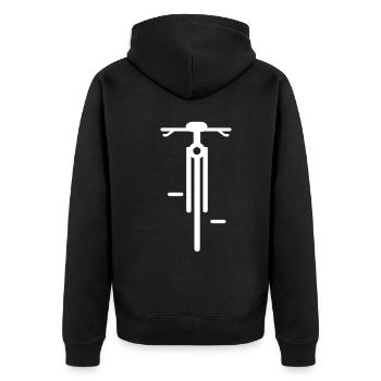 Fahrrad Umriss von vorne - Unisex Premium Bio Zip Hoodie - Schwarz - Hinten - Nico (187cm)