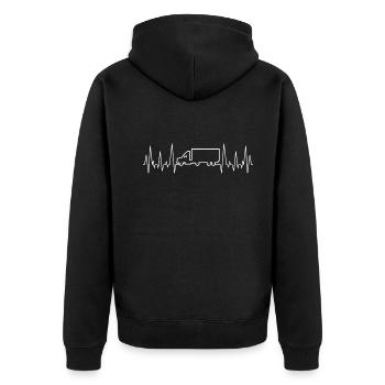 Herzschlag LKW Fahrer - Unisex Premium Bio Zip Hoodie - Schwarz - Hinten - Nico (187cm)