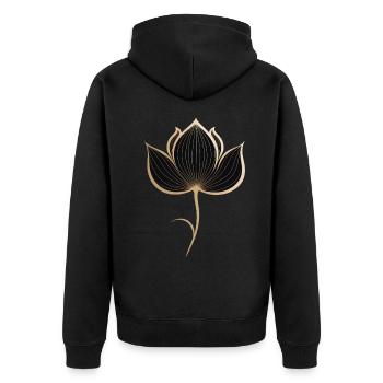 Lotus Elegante Blume - Unisex Premium Bio Zip Hoodie - Schwarz - Hinten - Nico (187cm)