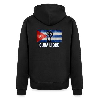 Patria Y Vida - Viva Cuba Libre SOS Cuba - Unisex Premium Bio Zip Hoodie - Schwarz - Hinten - Nico (187cm)