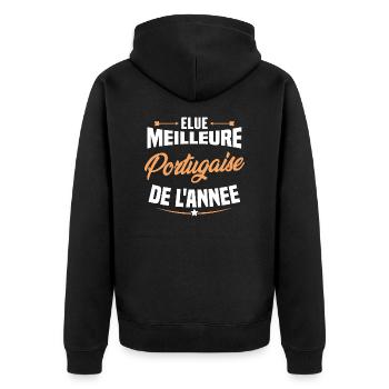 Cadeau Portugaise elue meilleure Portugaise - Veste à capuche bio Premium Unisexe - noir - Dos - Nico (187cm)