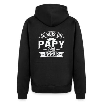 Je suis un papy qui assure, Cadeau Papy - Veste à capuche bio Premium Unisexe - noir - Dos - Nico (187cm)