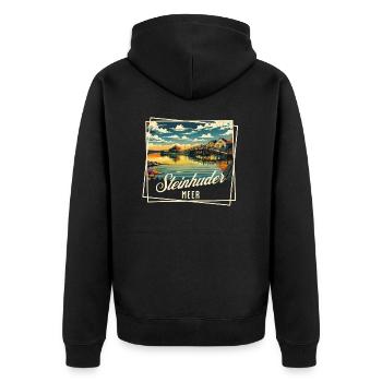 Steinhuder Meer – Sommer. Sonne. Seele baumeln - Unisex Premium Bio Zip Hoodie - Schwarz - Hinten - Nico (187cm)