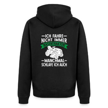 Rasentraktor Aufsitzmäher Rasen mähen Gärtner - Unisex Premium Bio Zip Hoodie - Schwarz - Hinten - Nico (187cm)