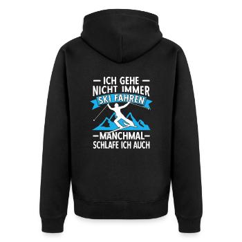 Ski Fahren Alter Mann auf Skiern Skifahrer Sprüche - Unisex Premium Bio Zip Hoodie - Schwarz - Hinten - Nico (187cm)