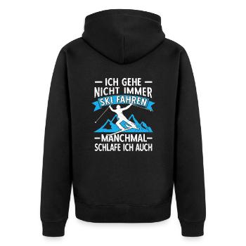 Lustige Skifahrer Ski Fahren Alter Mann auf Skiern - Unisex Premium Bio Zip Hoodie - Schwarz - Hinten - Nico (187cm)