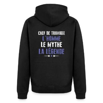 Chef de travaux l'homme le mythe la légende humour - Veste à capuche bio Premium Unisexe - noir - Dos - Nico (187cm)