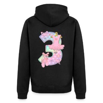 Ballerina 3. Geburtstagsparty Nummer 3 - 3 Jahre - Unisex Premium Bio Zip Hoodie - Schwarz - Hinten - Nico (187cm)