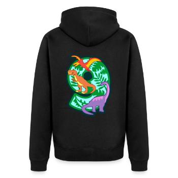 Dinosaurier 9. Geburtstagsparty Nummer 9 - 9 Jahre - Unisex Premium Bio Zip Hoodie - Schwarz - Hinten - Nico (187cm)