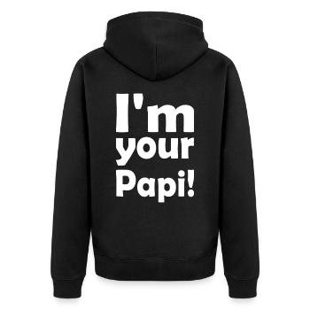 Im your papi - Unisex Premium Bio Zip Hoodie - Schwarz - Hinten - Nico (187cm)