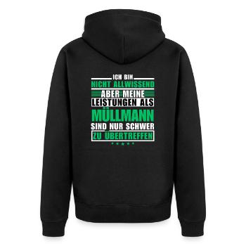 Unmatched performance as a garbage man - Unisex Premium Organic Zip Hoodie - black - Back - Nico (187cm)