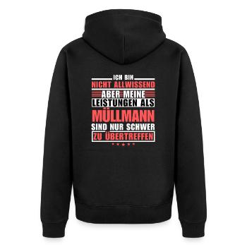 Unmatched performance as a garbage man - Unisex Premium Organic Zip Hoodie - black - Back - Nico (187cm)