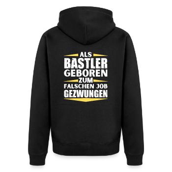 Hobbyist landed in the wrong job - Unisex Premium Organic Zip Hoodie - black - Back - Nico (187cm)