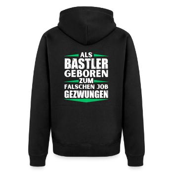 Hobbyist landed in the wrong job - Unisex Premium Organic Zip Hoodie - black - Back - Nico (187cm)