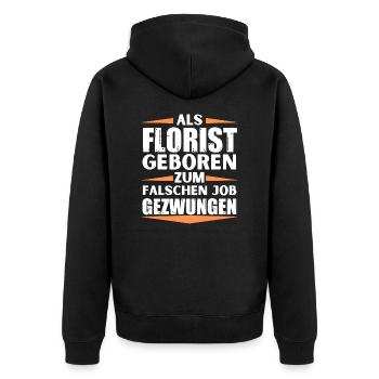 Florist im falschen Job gelandet - Unisex Premium Bio Zip Hoodie - Schwarz - Hinten - Nico (187cm)