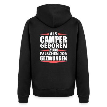 Camper im falschen Job gelandet - Unisex Premium Bio Zip Hoodie - Schwarz - Hinten - Nico (187cm)