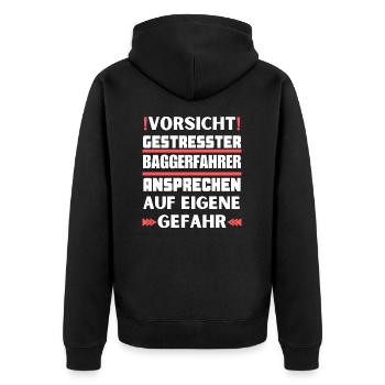 Gestresster Baggerfahrer nicht ansprechen! - Unisex Premium Bio Zip Hoodie - Schwarz - Hinten - Nico (187cm)
