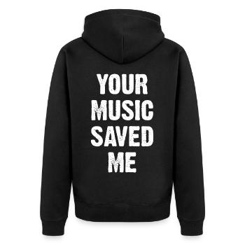 Ta musique m’a sauvé - Veste à capuche bio Premium Unisexe - noir - Dos - Nico (187cm)