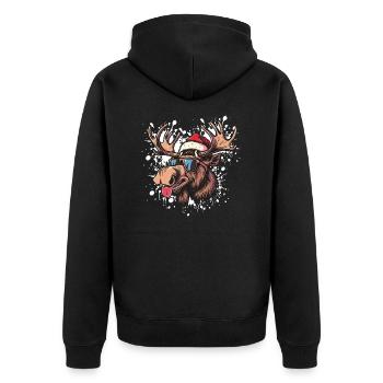 Elch Weihnachten Lustig - Unisex Premium Bio Zip Hoodie - Schwarz - Hinten - Nico (187cm)