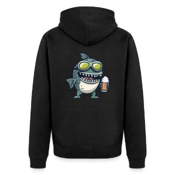 Piranha Fish Après Ski Beer Comic - Unisex Premium Organic Zip Hoodie - black - Back - Nico (187cm)
