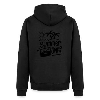 SUMMER HOLIDAY PHOTO SNAPSHOT PICTURE SLOGAN MOTIF - Unisex Premium Organic Zip Hoodie - black - Back - Nico (187cm)