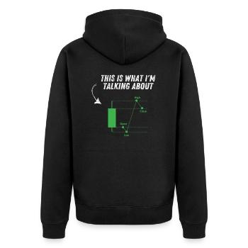 Daytrader Bekleidung: Stilvoll & einzigartig - Trading - Unisex Premium Bio Zip Hoodie - Schwarz - Hinten - Nico (187cm)