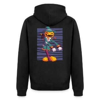 Vogelscheuche macht Zahnseide tanzt. - Unisex Premium Bio Zip Hoodie - Schwarz - Hinten - Nico (187cm)