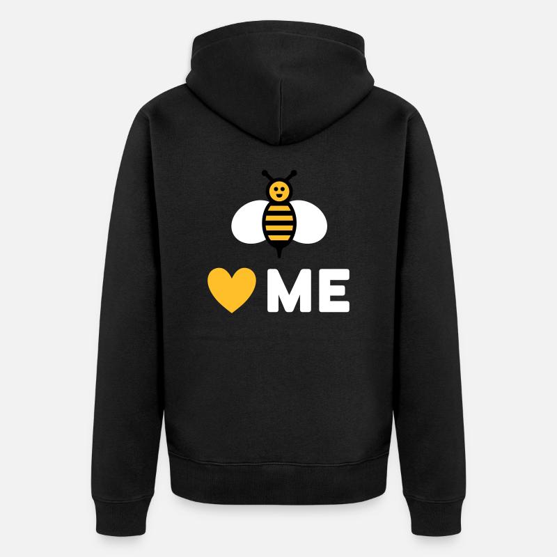 Les abeilles m’aiment (Abeille, Cœur) - Veste à capuche bio Premium Unisexe - noir