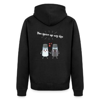 Salz und Pfefferstreuer Paar Geschenk für Köche - Unisex Premium Bio Zip Hoodie - Schwarz - Hinten - Nico (187cm)