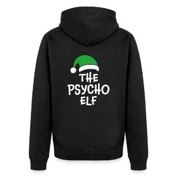 The Psycho Elf - Unisex Premium Organic Zip Hoodie - black - Back - Nico (187cm)