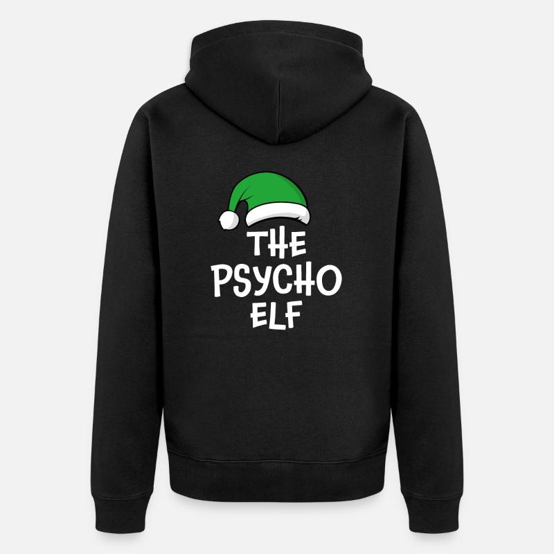 Der Psycho-Elf - Unisex Premium Bio Zip Hoodie - Schwarz