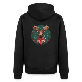 Weihnachtselch - Unisex Premium Bio Zip Hoodie - Schwarz - Hinten - Nico (187cm)