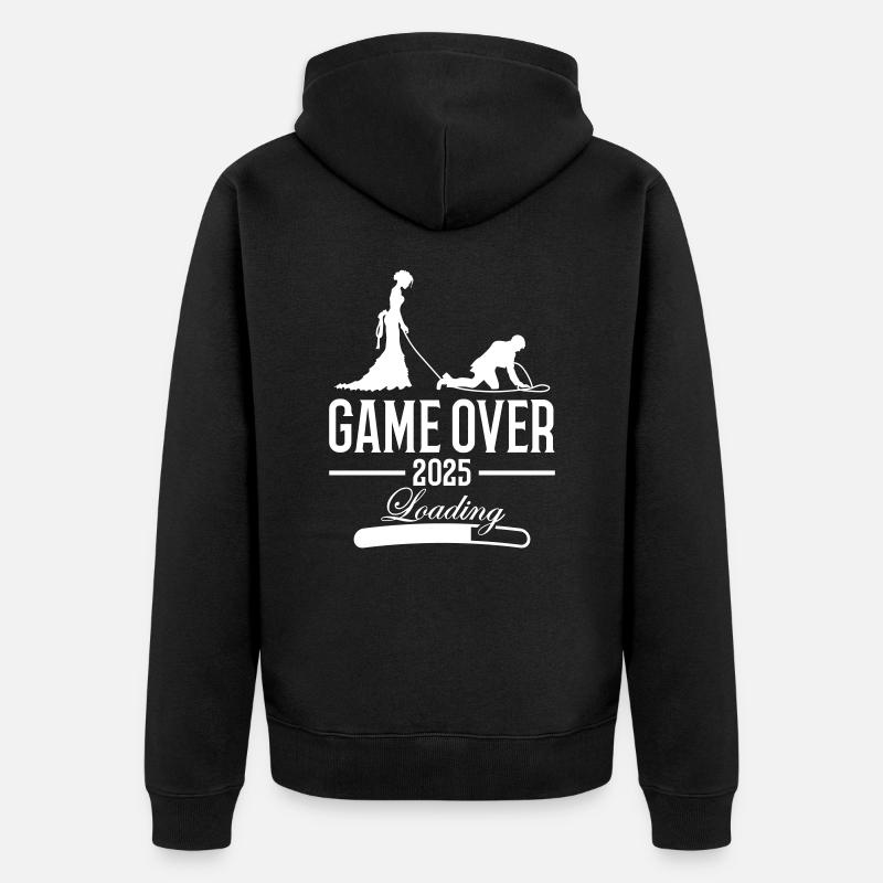 Wedding Loading 2025 Game Over - Veste à capuche bio Premium Unisexe - noir