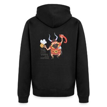 Die besoffenen Wikinger sind nicht gefährlich-Spaß - Unisex Premium Bio Zip Hoodie - Schwarz - Hinten - Nico (187cm)