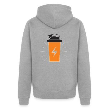 Protein Shaker - Unisex Premium Organic Zip Hoodie - heather grey - Back - Nico (187cm)