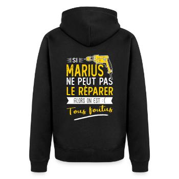 Si Marius ne peut pas le réparer on est foutus - Veste à capuche bio Premium Unisexe - noir - Dos - Nico (187cm)