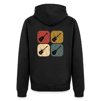 Gitarren bunt retro vintage Gitarrist - Unisex Premium Bio Zip Hoodie - Schwarz - Hinten - Nico (187cm)