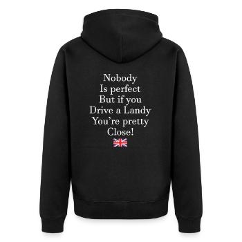 Drive a Landy - Unisex Premium Organic Zip Hoodie - black - Back - Nico (187cm)