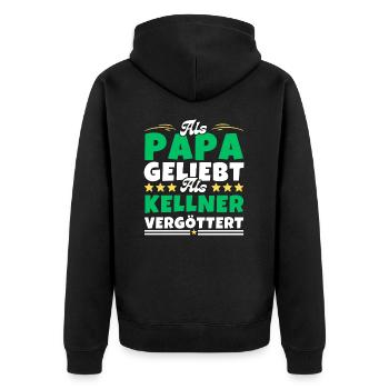 Als Papa geliebt, als Kellner vergöttert - Unisex Premium Bio Zip Hoodie - Schwarz - Hinten - Nico (187cm)