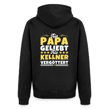 Als Papa geliebt, als Kellner vergöttert - Unisex Premium Bio Zip Hoodie - Schwarz - Hinten - Nico (187cm)