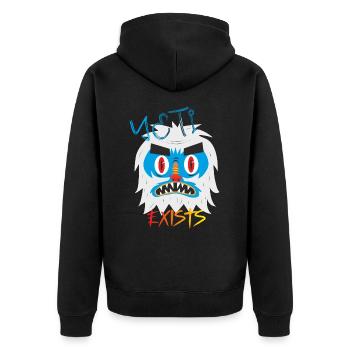 Monster-Yeti existiert! - Unisex Premium Bio Zip Hoodie - Schwarz - Hinten - Nico (187cm)